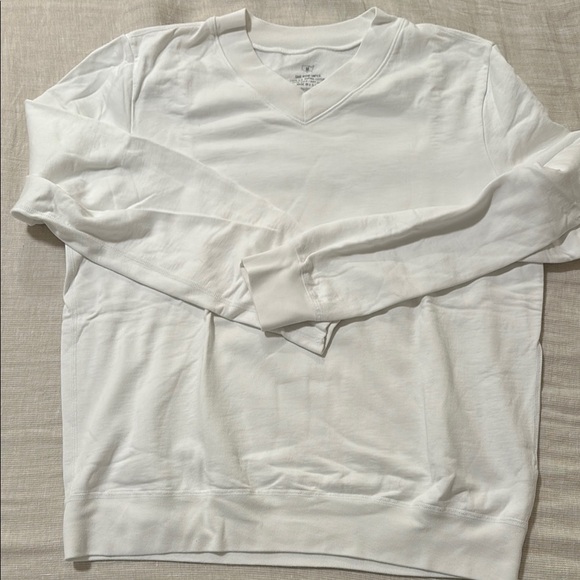 Save Khaki White V-Neck Sweater - Size Medium